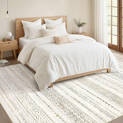 Nakagishi Area Rugs 9x12 Living Room Rug: Washable Boho Large Neutral Modern Soft Stain Resistant Indoor Floor Non-Slip Moroccan Carpet for Bedroom Nursery Kids Playroom Office Dining Room- Colorful
