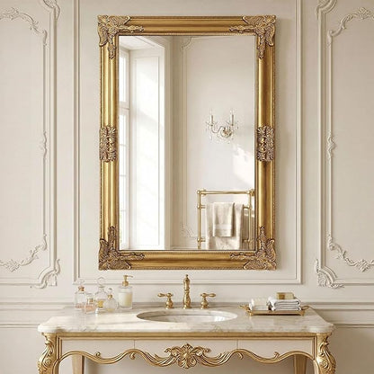 Vintage Gold Mirror for Wall, 28"x40" Antique Decorative Ornate Baroque Mirror for Living Room, Entryway, Bathroom, Fireplace