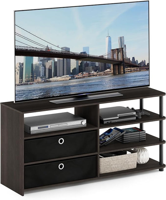 Furinno JAYA Simple Design TV Stand for up to 55-Inch with Bins, Walnut