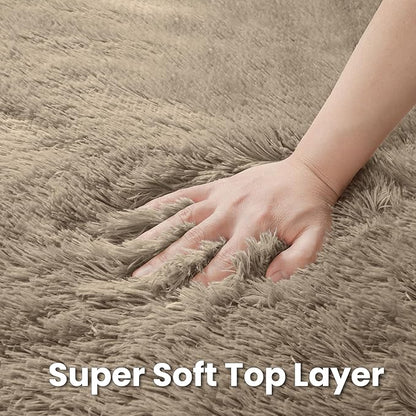 Gray Camel Round Fluffy Rug 5ft,Soft Bedroom Circle Rugs Mats for Kids Girls Nursery Room,Washable Plush Shaggy Indoor Non Slip Rug for Bedside Living Room Bedroom Circular Carpet,Home Decor Aesthetic