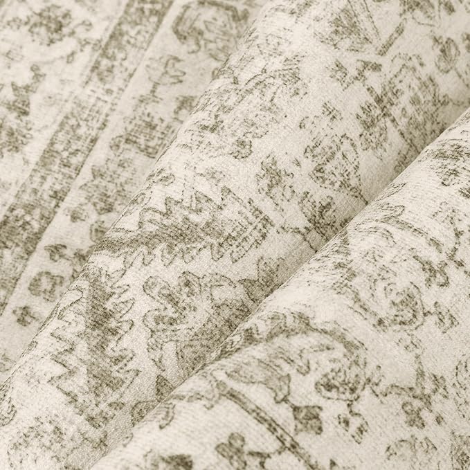 PureCozy Taupe 8x10 Area Rug Vintage Washable Living Room Carpet Non Slip Bedroom Indoor Office Low Pile Large Traditional Distressed Retro Accent Rug for Dining Room Bathroom Kitchen