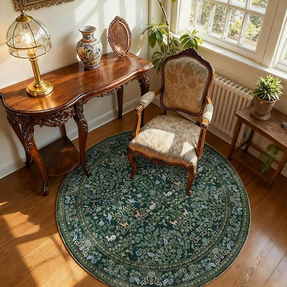 Washable Round Rugs for Bedroom 4ft: Living Room Rug Stain Resistant Non Slip Low Pile Ultra Soft Faux Wool Small Circle Rugs for Kitchen Entryway Dorm Home Office Nursery Bathroom Entrance Indoor
