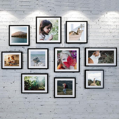 upsimples 8x12 Picture Frame Set of 5, Display Pictures 6x8 with Mat or 8 x 12 Without, Wall Gallery Photo Frames, Black