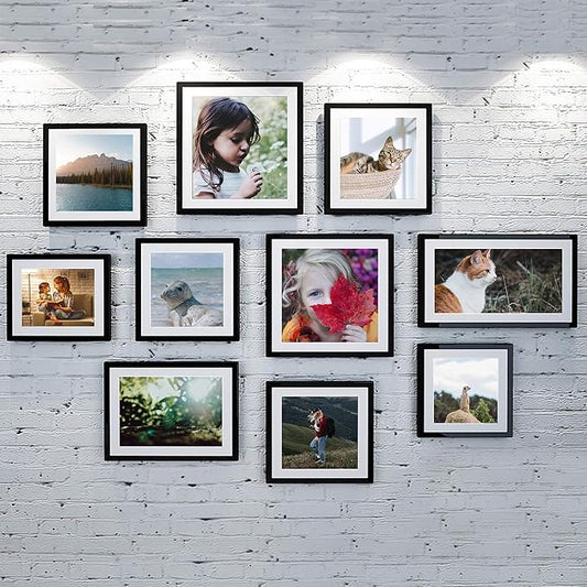 upsimples 12x18 Picture Frame Set of 5, Display Pictures 11x17 with Mat or 12 x 18 Without, Wall Gallery Poster Frames, Black