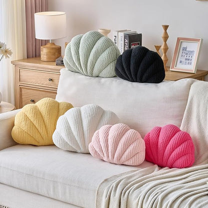 Shell Pillow, Soft Decorative Pillows for Bed Couch, Seashell Plush Throw Pillow Aesthetic Home Decor Cushion for Bedroom Living Room (White, 14 X 11 Inches)