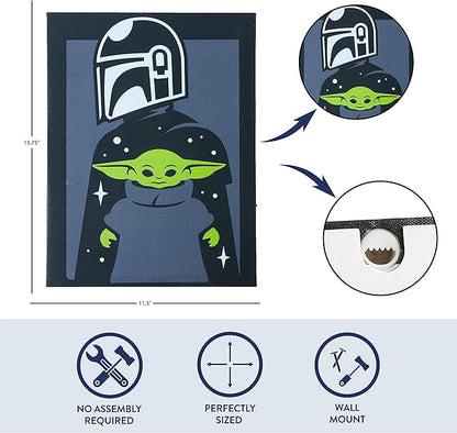Star Wars: The Mandalorian featuring The Child LED Canvas Wall Art, 15.75"x11.5"