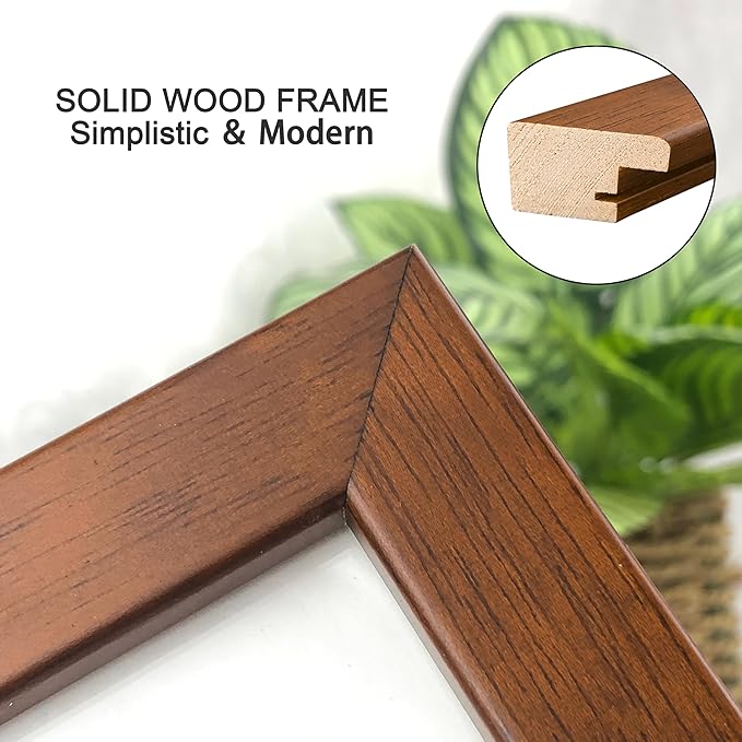 8x10 Picture Frame Set of 4 Made of Solid Wood Photo Frame with Real Glass for Pictures 5x7 with Mat or 8x10 Without Mat, Wall Gallery or Tabletop display Picture Frames, Brown