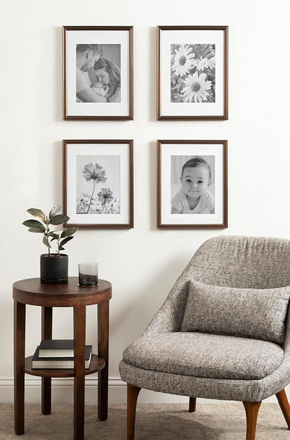Kate and Laurel Adlynn Rectangle Picture Frame Set of 4; 11 x 14 matted to 8 x 10; Bronze; Vintage Four-Piece Frame Set for Gallery Wall Frame Set in Living Room Wall Decor