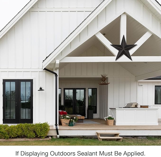 The Hearthside Collection CWI Gifts Metal Barn Star - 36 inch Galvanized Hanging Star - Farmhouse Wall Decor - Black