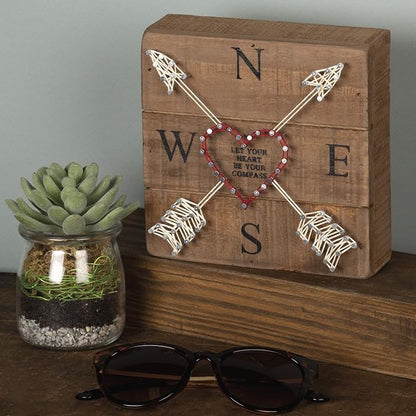 Primitives by Kathy Distressed Wood Slat Sign - 'Let Your Hearth' with Hand-Strung Heart, Wall Art & Desk Decor for Home