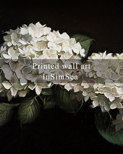 InSimSea Framed Canvas Prints Art Vintage Decor, Flower Moody Hydrangea Still Life Painting Room Decor Aesthetic, Farmhouse Art, Botanical Floral Wall Pictures for Bedroom Kitchen Shelf, 12x16inch