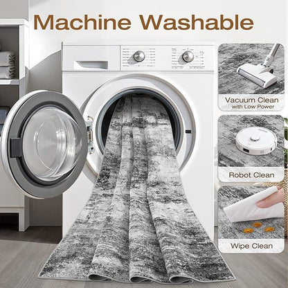 10x12 Area Rug Living Room: Washable Large Abstract Neutral Modern Soft Rug Stain Resistant Indoor Floor Non-Slip Accent Carpet for Bedroom Nursery Playroom Dining Room Office Dorm Home House Decor