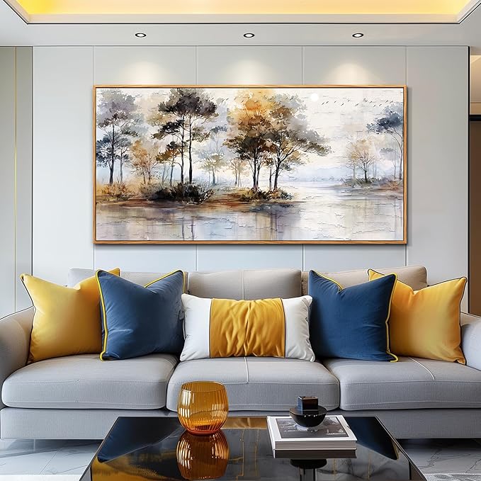 Wapluam Large Canvas Wall Art,Forest Framed Wall Art,Abstract Wall Art Artwork Retro Landscape Trees Pictures Decor Rustic Nature Canvas Painting Ready To Hang Living Room Bedroom Home Office 60"X30"