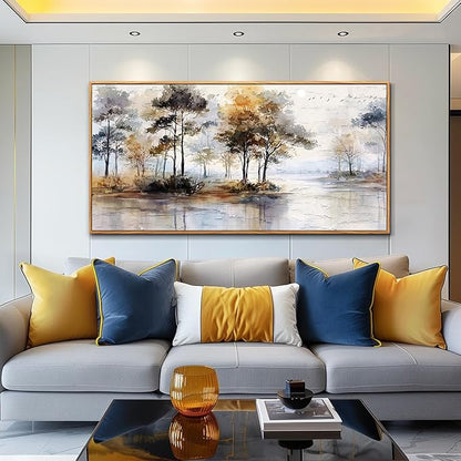 Wapluam Large Canvas Wall Art,Forest Framed Wall Art,Abstract Wall Art Artwork Retro Landscape Trees Pictures Decor Rustic Nature Canvas Painting Ready To Hang Living Room Bedroom Home Office 60"X30"