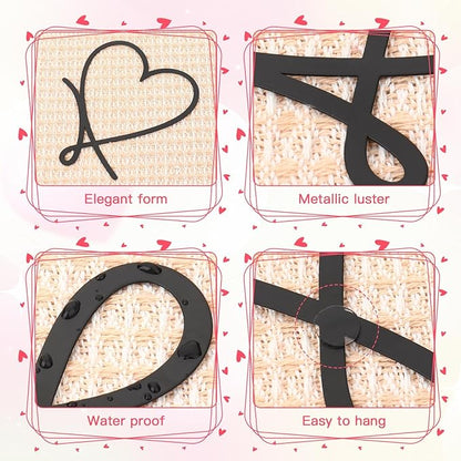 KOYILTD 4 Pcs Metal Heart Wall Art for Bedroom Modern Love Heart Wall Decor Metal Wall Decoration above Bed for Living Room Bathroom Office Wedding (Black, Romantic)