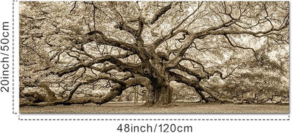 KREATIVE ARTS Large Sepia Angel Oak Tree Canvas Wall Art - 20"x48" Vintage Forest Landscape Framed Painting - Abstract Nature Photo Prints for Living Room, Bedroom, Office, Home Decor