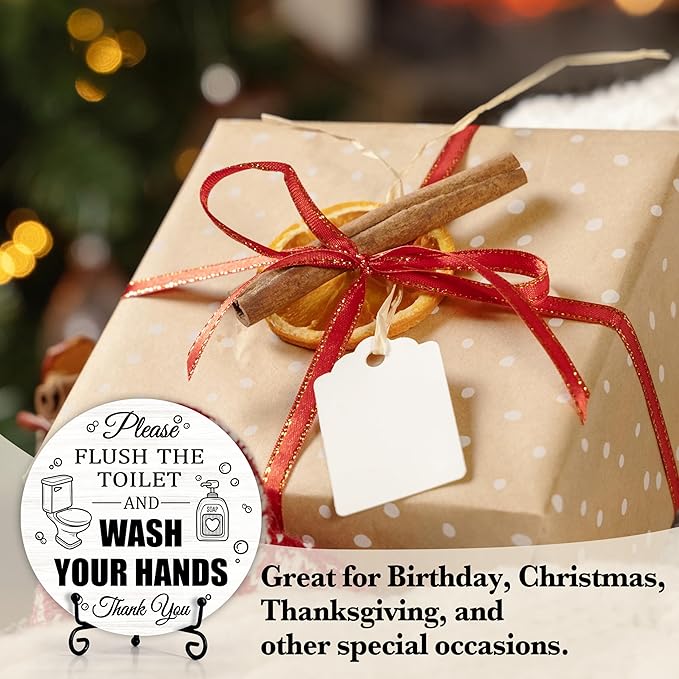Funny Bathroom Decor, Wash Your Hands Sign, Modern Farmhouse Bathroom Decor, Hand Washing Signs For Home, Restroom Decor Plaque With Stand, Half Bath Decor, Farmhouse Rustic Bathroom Decor-41