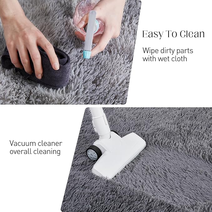 Puremy 6x9 Super Soft Grey Rugs for Living Room, Fluffy Shaggy Area Rug for Bedroom, Anti-Skid High Pile Indoor Carpet for Nursery, Kids Room, Bedside, Home Decoration