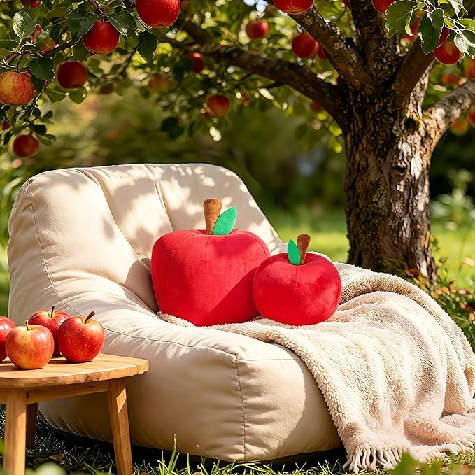 LANPU Cute Apple Shaped Plush Pillow – Soft Fruit Cushion for Couch, Sofa, or Bed, Adorable Decorative Throw Pillow for Room, Living Room & Home Decor (8 Inch, Red)