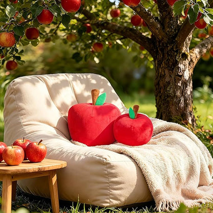 LANPU Cute Apple Shaped Plush Pillow – Soft Fruit Cushion for Couch, Sofa, or Bed, Adorable Decorative Throw Pillow for Room, Living Room & Home Decor (8 Inch, Red)