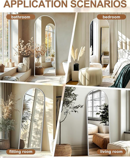 Delma Full Length Mirror, Large Floor Mirror for Wall, Bedroom, Bathroom, Living Room with Aluminium Frame (Stand, Arch 69x24, Silver)