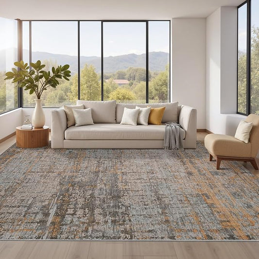 Rugxara Area Rugs 8x10,Large Soft Rugs for Living Room, Washable,Modern Abstract Rugs for Bedroom Dining Room, Non-Slip Foldable Thin Indoor Carpet Stain Resistant(Taupe)