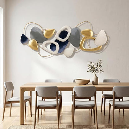 Axioglo Large Metal Wall Art Decor, 3D Abstract Stone Design, Handcrafted Metal Wall Sculpture for Living Room, Bedroom & Entryway（59"）