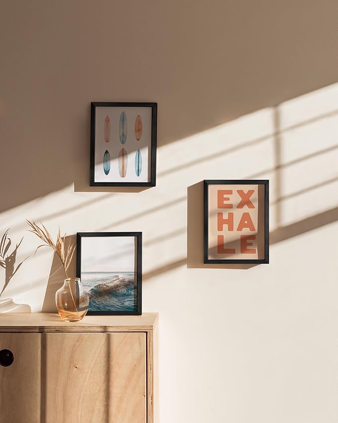 HAUS AND HUES Black Metal Picture Frames - 6x8 Photo Frames - Premium Aluminum, Vertical Hanging, Easel Back for Tabletop, Home, Office (Set of 3)