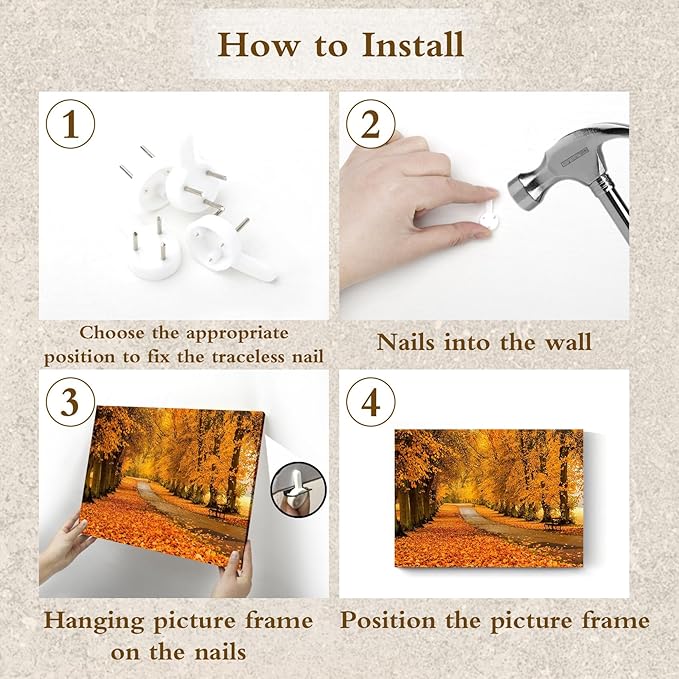 LB Fall Forest Wall Art for Living Room Nature Autumn Orange Maple Leaf Tree Landscape Canvas Wall Decor for Bedroom Office Modern Aesthetic Bathroom Wall Art Framed Ready to Hang 16L x 20W