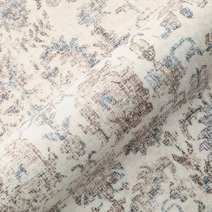 PureCozy Taupe Area Rug 6x9 Machine Washable Vintage Living Room Distressed Non Slip Carpet Traditional Indoor Bedroom Retro Floral Accent Throw Large Rug for Office Kitchen Dining Room
