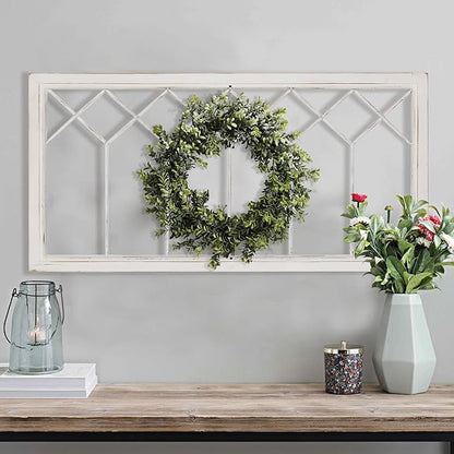 Oakrain Wood Window Frame Wall Art, 39"x 20" Rustic Wall Decor, Farmhouse Window Pane Decor for Wall, Decorative Wall Sculptures for Living Room, Bedroom, Entryway, Hallway, White