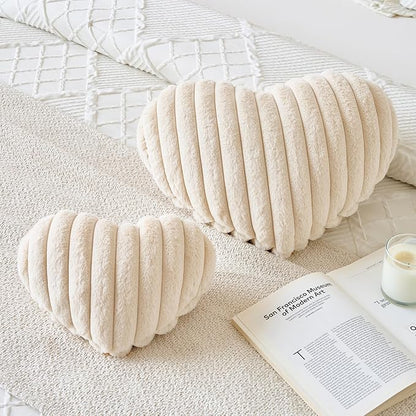 Heart Pillow, Heart Shaped Pillow with Soft Plush for Couch Bed, Decorative Throw Pillows for Bedroom Livingroom, Cozy Heart Pillows Home Decor Pillow Cushion (Beige, Large 19.6" x 15.7")