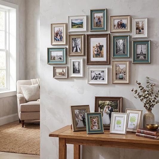 Kathfly 20 Pack Vintage Picture Frames for Wall or Tabletop Display Ornate French Country Frames 4 Sizes 8x10 5x7 4x6 3.5x5 Antique Photo Frame for Gallery Bedroom Living Room Farmhouse Decor(Elegant)