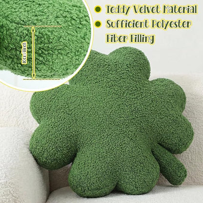 Geelin 16'' St Patrick's Day Pillow Large Green Shamrock Shaped Plush Soft Throw Pillows Fur Stuffed Four Leaf Irish Clover Cushion Saint Patrick's Day Decoration for Irish Couch Sofa Bedroom Decor