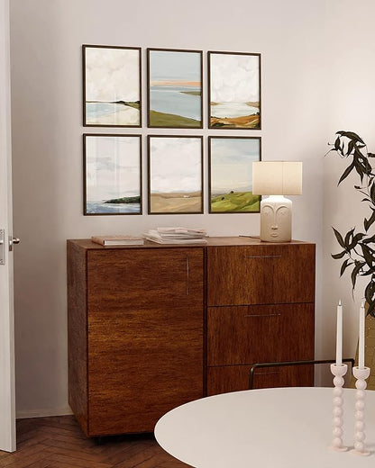 HAUS AND HUES 12x16 Picture Frame - Set of 6 12 x 16 Picture Frame Sets For Wall Collage, Frame 12x16 Wood Picture Frames Wall Decor, 12 by 16 Frames For Wall Decor Living Room (Walnut Oak Frame)