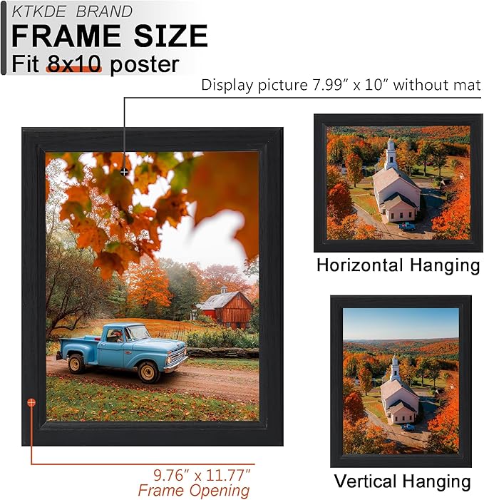 KTKDE 8x10 Picture Frame Set of 3, Wooden frames black, Vertical & Horizontal Wall Hanging for Wall or Tapletop Display,Studio Gallery Photo Frame for Photos, Posters & Art Prints