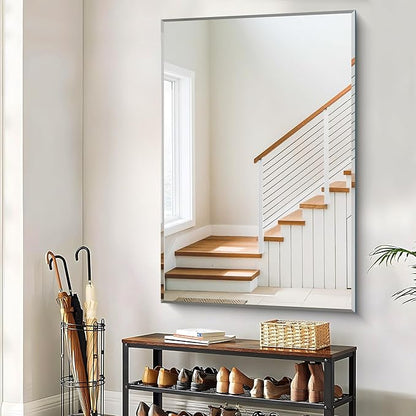 CILIBER Beveled Bathroom Mirror, 36x55 Large Bathroom Mirrors for Over Sink, 3mm Tempered Glass Beveled Frameless Vanity Mirror for Bathroom, Bedroom, Living Room and Entryway