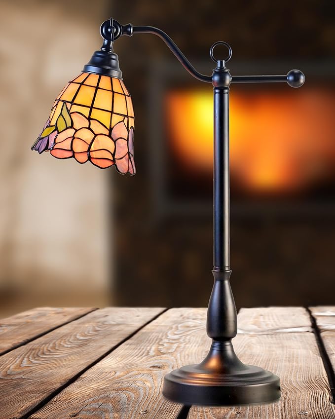 Dale Tiffany TA25029 Tiffany Desk Lamp with Handmade Stained Glass Shade, De Anaza, Multicolor, 24-Inch Tall