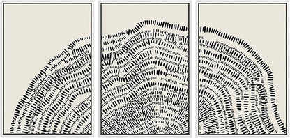 SIGNLEADER Framed Canvas Print Wall Art Set Duotone Geometric Wood Tree Ring Collage Abstract Shapes Illustrations Modern Art Boho Decorative for Living Room, Bedroom, Office - 16"x24"x3 WHITE