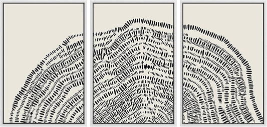 SIGNLEADER Framed Canvas Print Wall Art Set Duotone Geometric Wood Tree Ring Collage Abstract Shapes Illustrations Modern Art Boho Decorative for Living Room, Bedroom, Office - 24"x36"x3 WHITE