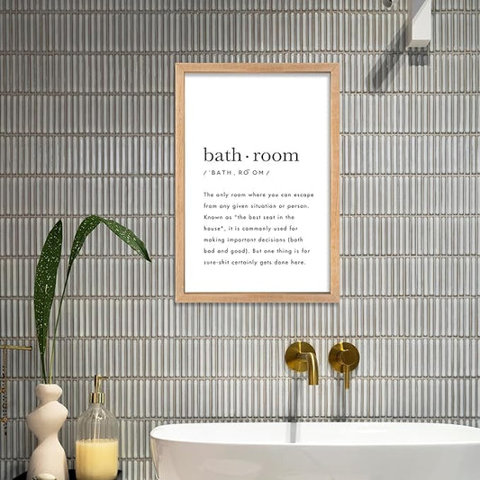 YWMZYKJGS Bathroom Quotes Wall Decor 16"×11" for Toile Restroom Rules Sign Funny black and white Restroom Quotes Modren Bathroom Wall Hanging Art (Wood)