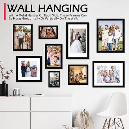 9 x12 Picture Frame, 2 Pack Black Photo Frame with HD Plexiglass, Fits Pictures 6x8 with Mat or 9 x12 Without Mat, Wall Hanging Photo Frames Poster Frames for Collage Wall Decor