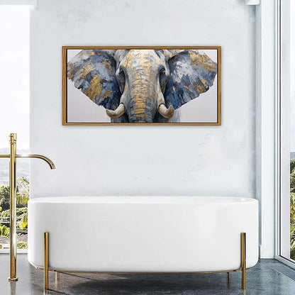 Abstract Gold Elephant Wall Art Framed Canvas Prints Bedroom Picture Above Kids Room Decor Wild Animal Painting African Animals Poster Modern Artwork for Office Living Room Home Decoration 24x48