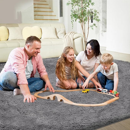 Ultra Soft Rug for Living Room, 8X10 Grey Fluffy Shag Area Rug for Bedroom, Modern Shaggy Carpets Fuzzy Rug for Teens Dorm Nursery Home Decor Aesthetic, Upgrade Anti-Skid Durable