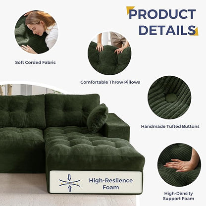 MAXYOYO Modular Sectional Sofa with Ottoman and Loveseat, Cloud Boneless Couch with Layered Cushion, Flexible Module Combination Sofa for Living Room, No Assembly Required,Dark Green