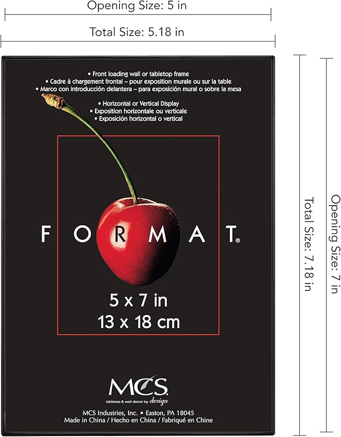 MCS Format 5x7 Picture Frame Black, Gallery Wall Vertical & Horizontal Wall Hanging Small Picture Frame or Tabletop Easel for Photos & Art Prints (12-Pack)