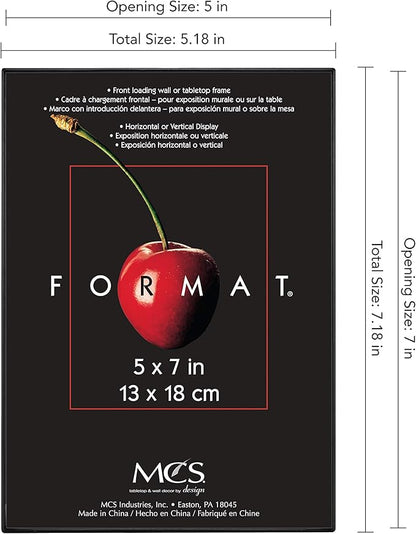 MCS Format 5x7 Picture Frame Black, Gallery Wall Vertical & Horizontal Wall Hanging Small Picture Frame or Tabletop Easel for Photos & Art Prints (12-Pack)