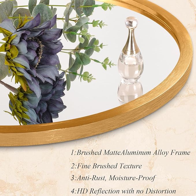 AOAOPQ Small Matte Frame Circle Mirror for Wall Round Mirror for Bathroom Entryway Living Room Hallway Bedroom Gold Mirror Entryway Vanity