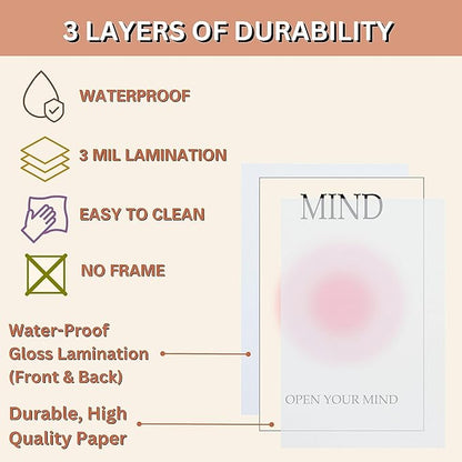 Mind Body Soul Print Positive Aura Posters For Room Aesthetic, Colorful Aura Poster Energy Wall Art Minimalist Print Aesthetic Wall Decor Posters for Bedroom Energy Spiritual 11x17 LAMINATED, No Frame