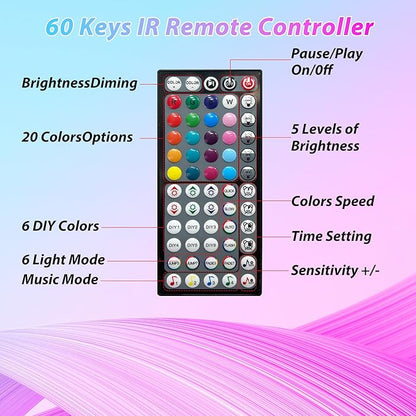 Ledagic Led Lights for Bedroom 100ft Music Sync Color Changing Led Strip Lights with Remote and App Control RGB Led Light Strip for Home Party Room Decor